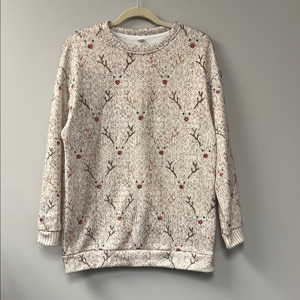 Elegant Cream Floral Sweatshirt